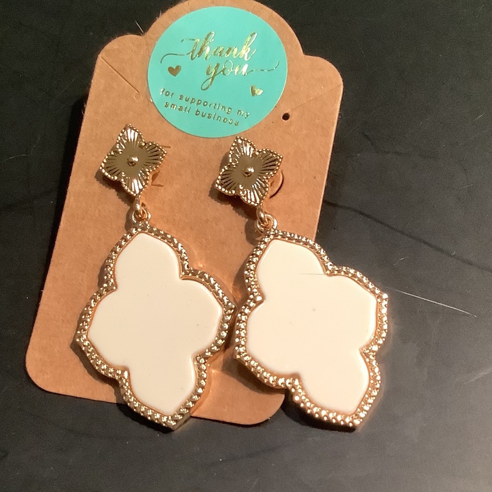 Large clover Flower Gold Dipped Earrings